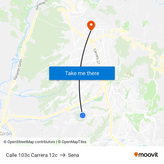 Calle 103c Carrera 12c to Sena map