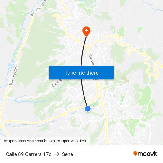 Calle 89 Carrera 17c to Sena map