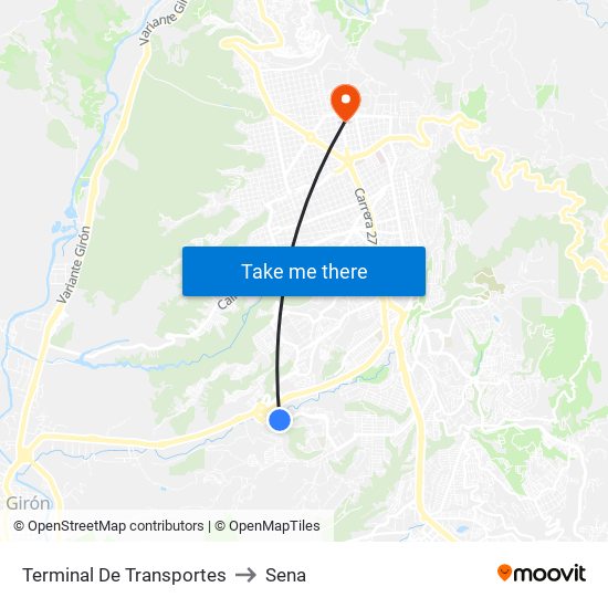 Terminal De Transportes to Sena map