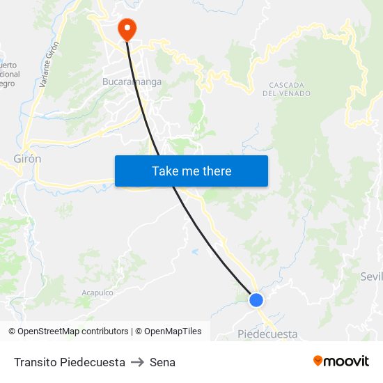 Transito Piedecuesta to Sena map