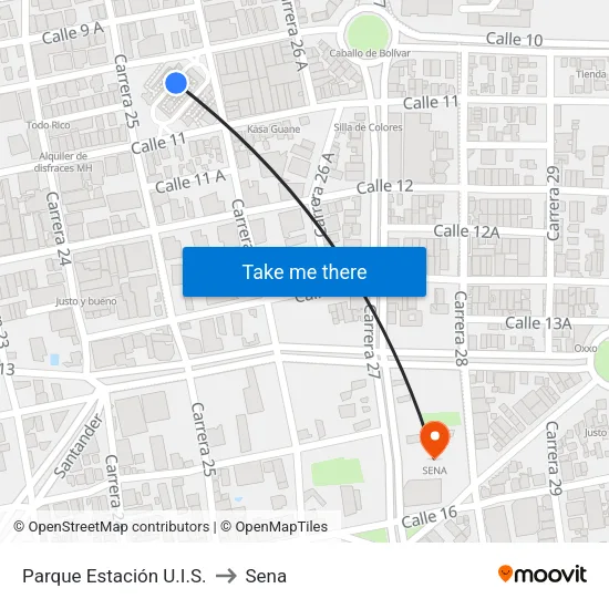 Parque Estación U.I.S. to Sena map