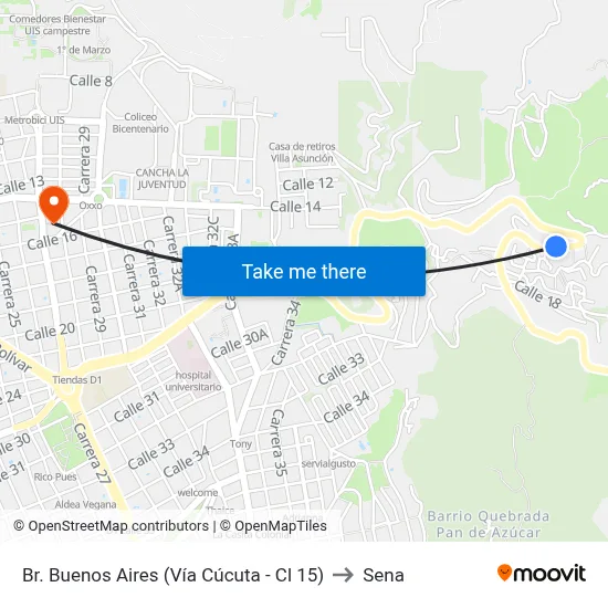 Br. Buenos Aires (Vía Cúcuta - Cl 15) to Sena map