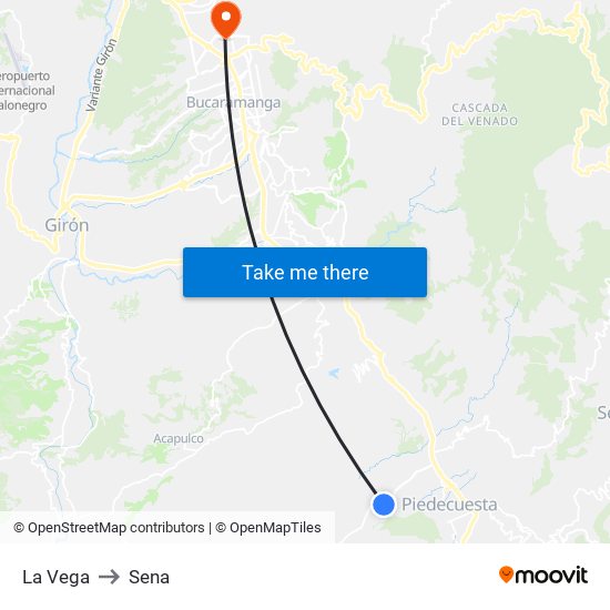 La Vega to Sena map