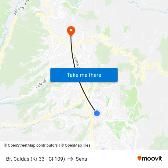 Br. Caldas (Kr 33 - Cl 109) to Sena map