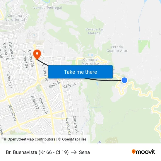 Br. Buenavista (Kr 66 - Cl 19) to Sena map