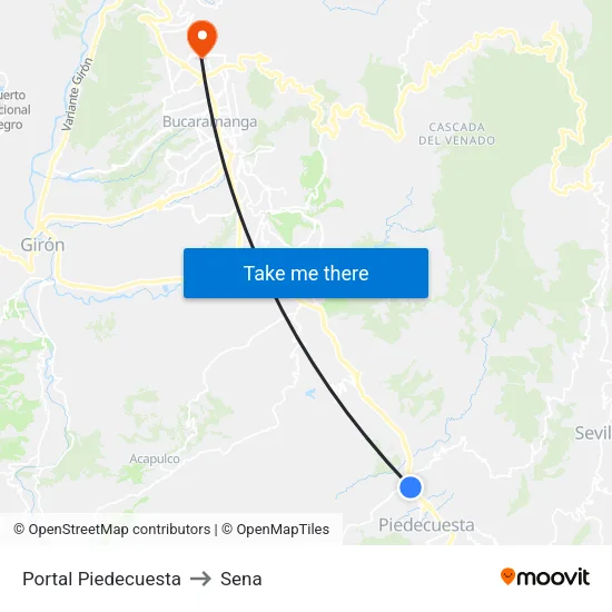 Portal Piedecuesta to Sena map