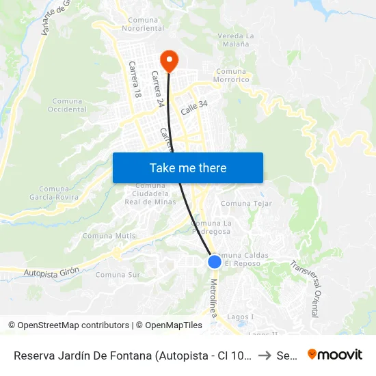 Reserva Jardín De Fontana (Autopista - Cl 107) to Sena map