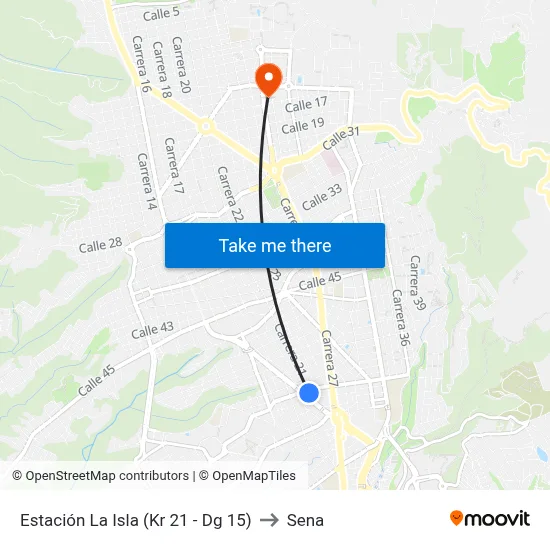 Estación La Isla (Kr 21 - Dg 15) to Sena map