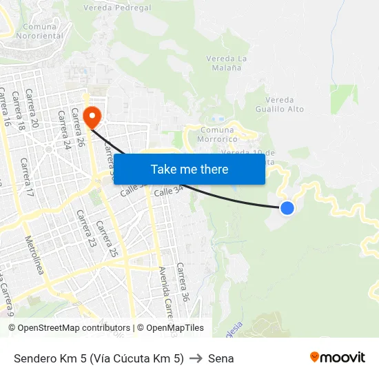 Sendero Km 5 (Vía Cúcuta Km 5) to Sena map