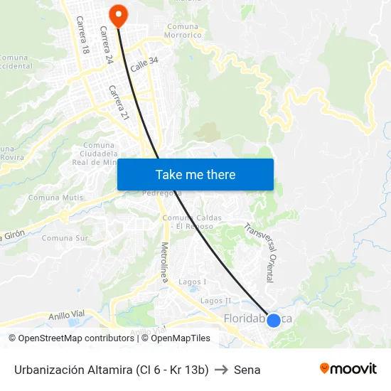 Urbanización Altamira (Cl 6 - Kr 13b) to Sena map