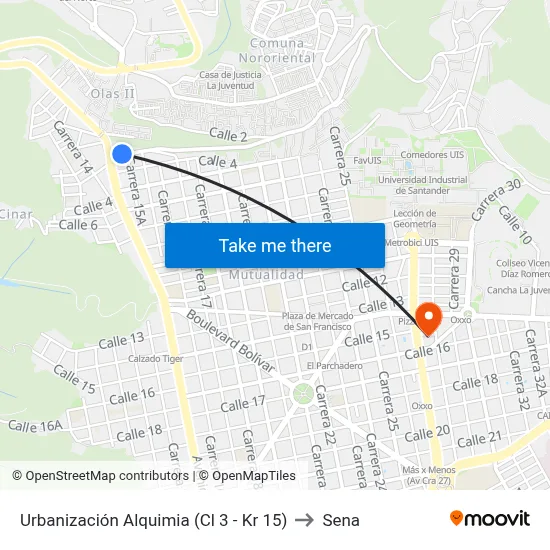 Urbanización Alquimia (Cl 3 - Kr 15) to Sena map