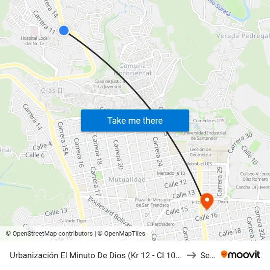 Urbanización El Minuto De Dios (Kr 12 - Cl 10 Norte) to Sena map