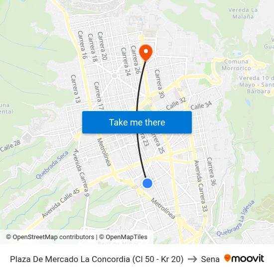 Plaza De Mercado La Concordia (Cl 50 - Kr 20) to Sena map