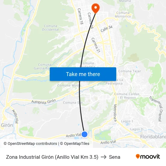 Zona Industrial Girón (Anillo Vial Km 3.5) to Sena map