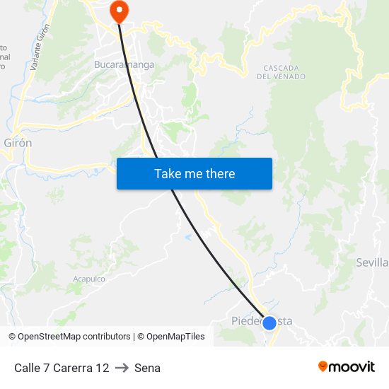 Calle 7 Carerra 12 to Sena map