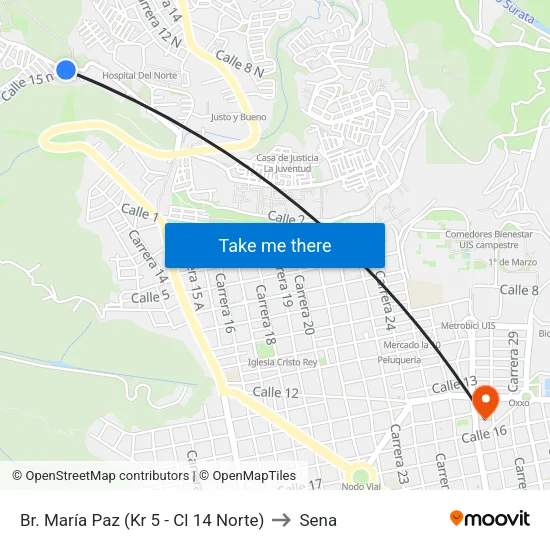 Br. María Paz (Kr 5 - Cl 14 Norte) to Sena map
