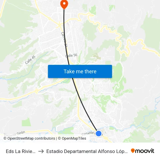 Intercambiador Reina De Paz (Autopista - Anillo Vial) to Estadio Departamental Alfonso López map