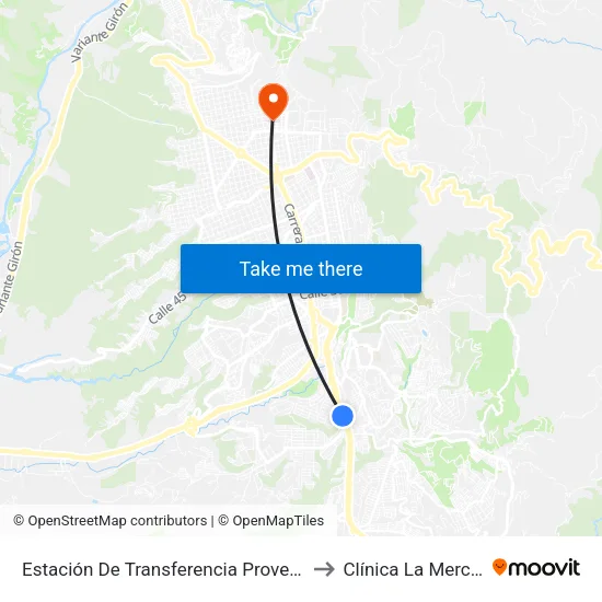 Provenza to Clínica La Merced map