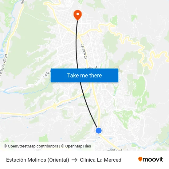 Estación Molinos (Oriental) to Clínica La Merced map