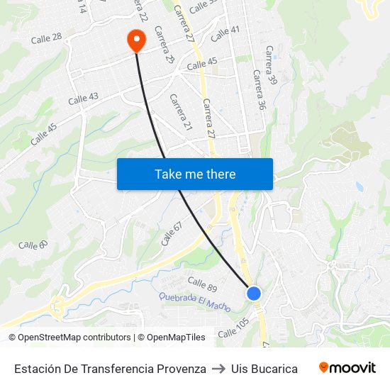 Estación De Transferencia Provenza to Uis Bucarica map