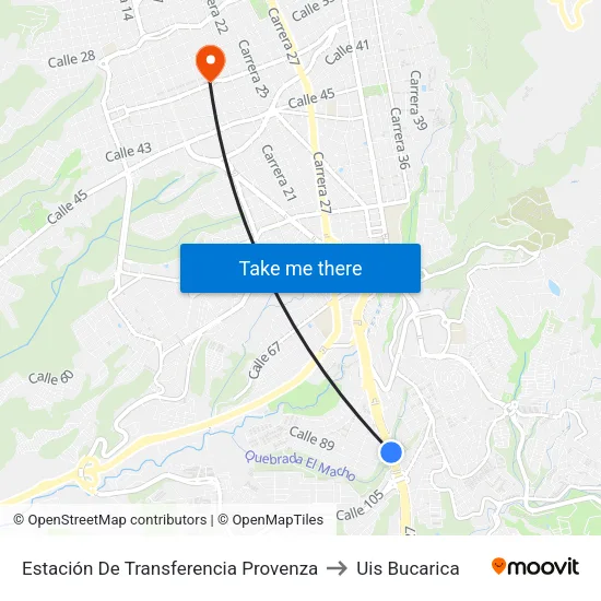Provenza to Uis Bucarica map