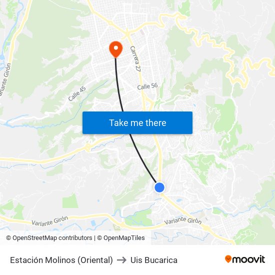 Estación Molinos (Oriental) to Uis Bucarica map