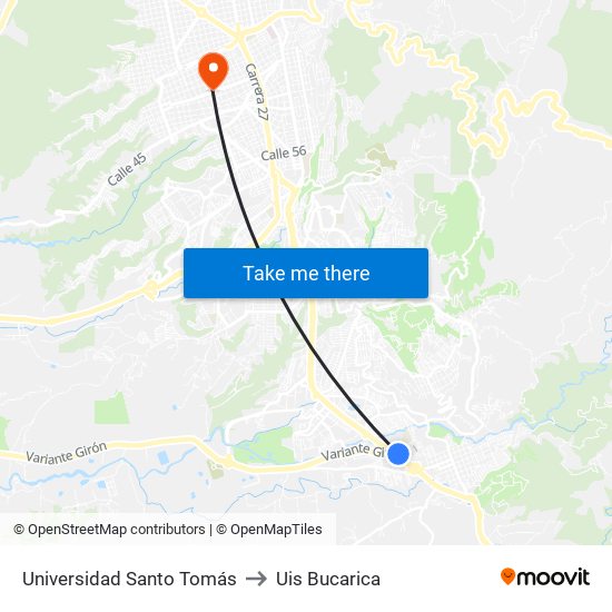 Universidad Santo Tomás to Uis Bucarica map