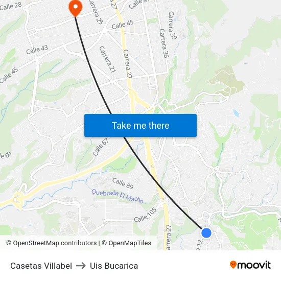 Parque Villabel (Kr 11 - Cl 3) to Uis Bucarica map