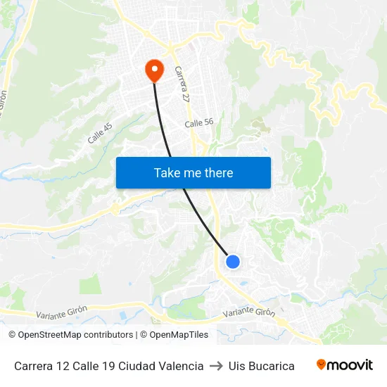 Br. Ciudad Valencia (Kr 12 - Cl 20) to Uis Bucarica map