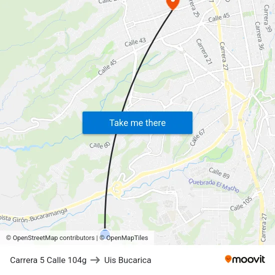 Br. El Porvenir (Kr 5 - Cl 104h) to Uis Bucarica map