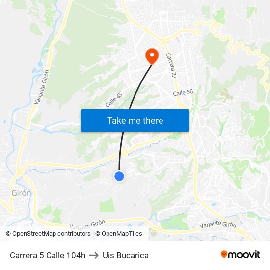 Carrera 5 Calle 104h to Uis Bucarica map