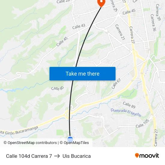 Br. El Porvenir (Kr 7 - Cl 104c) to Uis Bucarica map