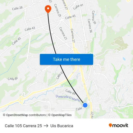 Br. Provenza (Cl 105 - Kr 26) to Uis Bucarica map