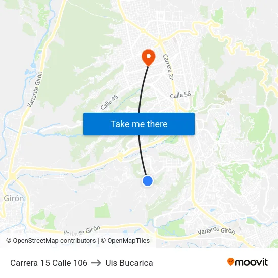 Barrio Acacios (Kr 15 - Cl 106d) to Uis Bucarica map