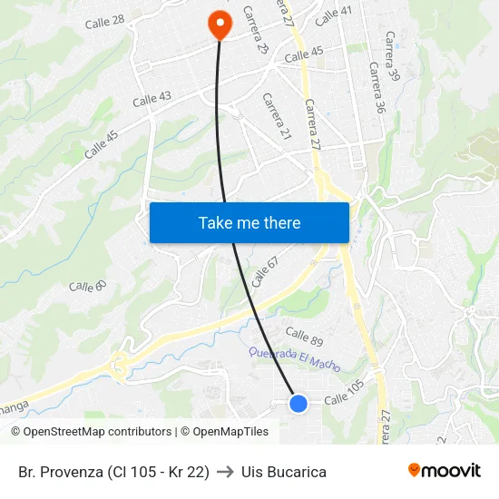 Br. Provenza (Cl 105 - Kr 22) to Uis Bucarica map