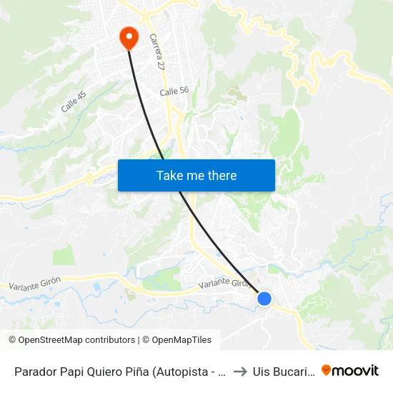 Parador Papi Quiero Piña (Autopista - Cl 5) to Uis Bucarica map