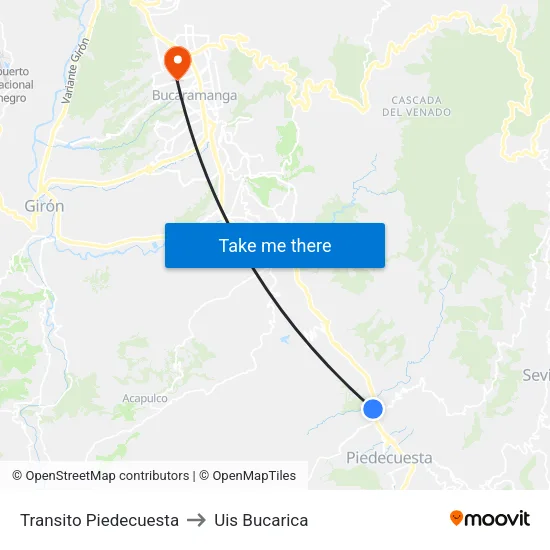 Instituto Colombiano De Petróleo (Autopista Km 7) to Uis Bucarica map