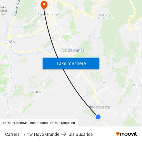 Carrera 17 1w Hoyo Grande to Uis Bucarica map