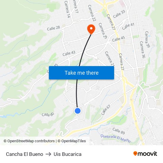 Cancha El Bueno to Uis Bucarica map
