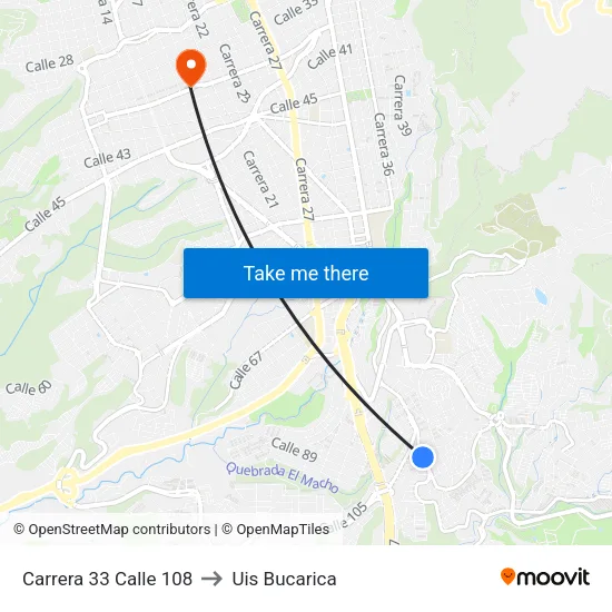 Br. Caldas (Kr 33 - Cl 109) to Uis Bucarica map