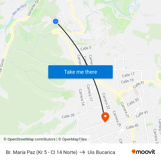 Br. María Paz (Kr 5 - Cl 14 Norte) to Uis Bucarica map