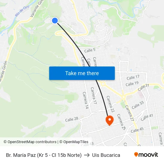 Br. María Paz (Kr 5 - Cl 15b Norte) to Uis Bucarica map
