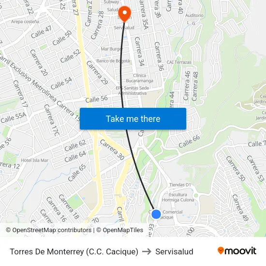 Centro Comercial Cacique (Tv 93 - Kr 33) to Servisalud map