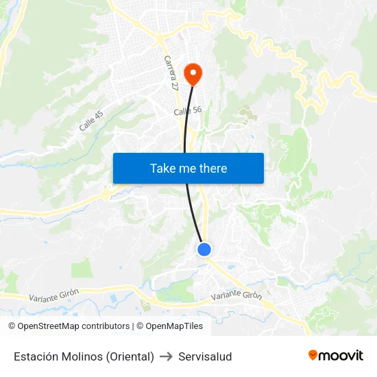 Estación Molinos (Oriental) to Servisalud map