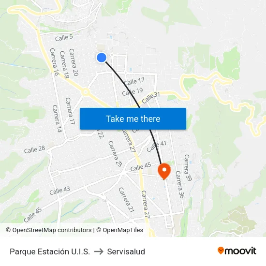 Parque Estación Uis to Servisalud map