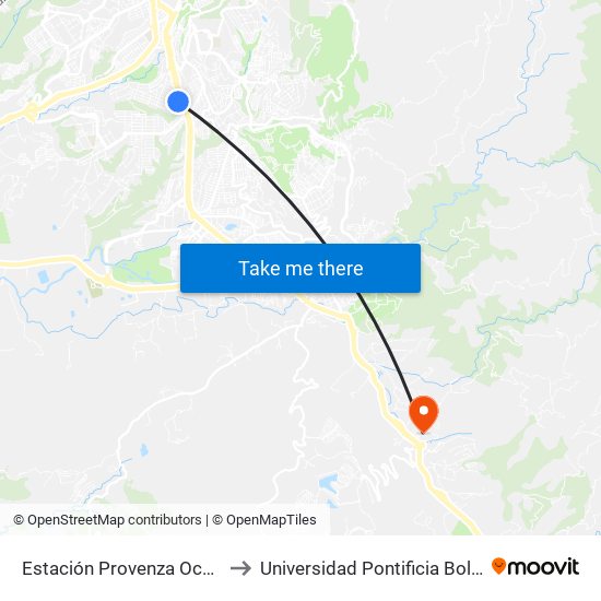 Estación Provenza Occidental to Universidad Pontificia Bolivariana map