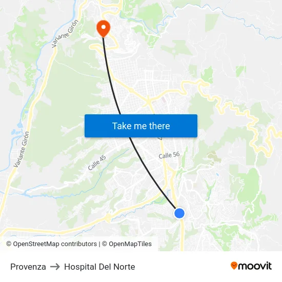 Provenza to Hospital Del Norte map