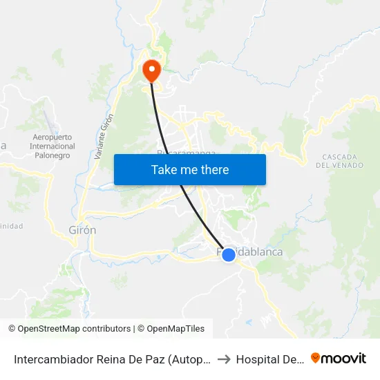 Intercambiador Reina De Paz (Autopista - Anillo Vial) to Hospital Del Norte map
