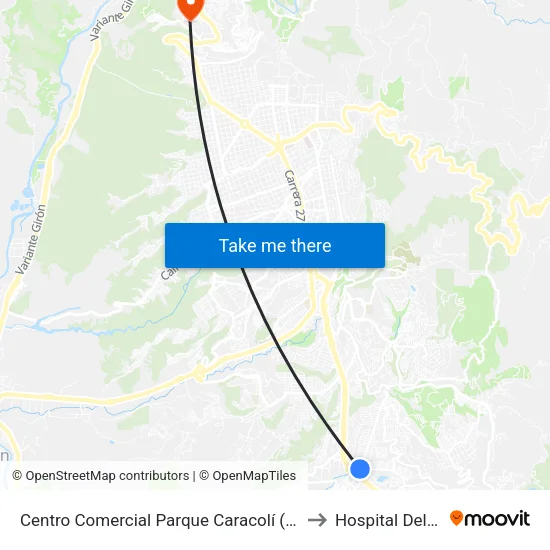 Centro Comercial Parque Caracolí (Cl 29 - Kr 12) to Hospital Del Norte map