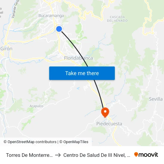 Centro Comercial Cacique (Tv 93 - Kr 33) to Centro De Salud De III Nivel, Comuna De Guatiguará map